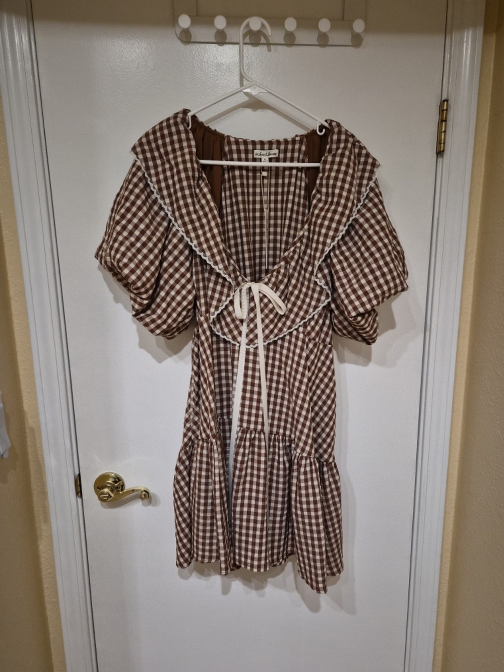 NWT For Love & Lemons Gingerbread Gingham Mini Dress - Picture 2 of 3